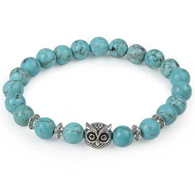 Natural Stone Owl Head Yoga Bracelet view 6