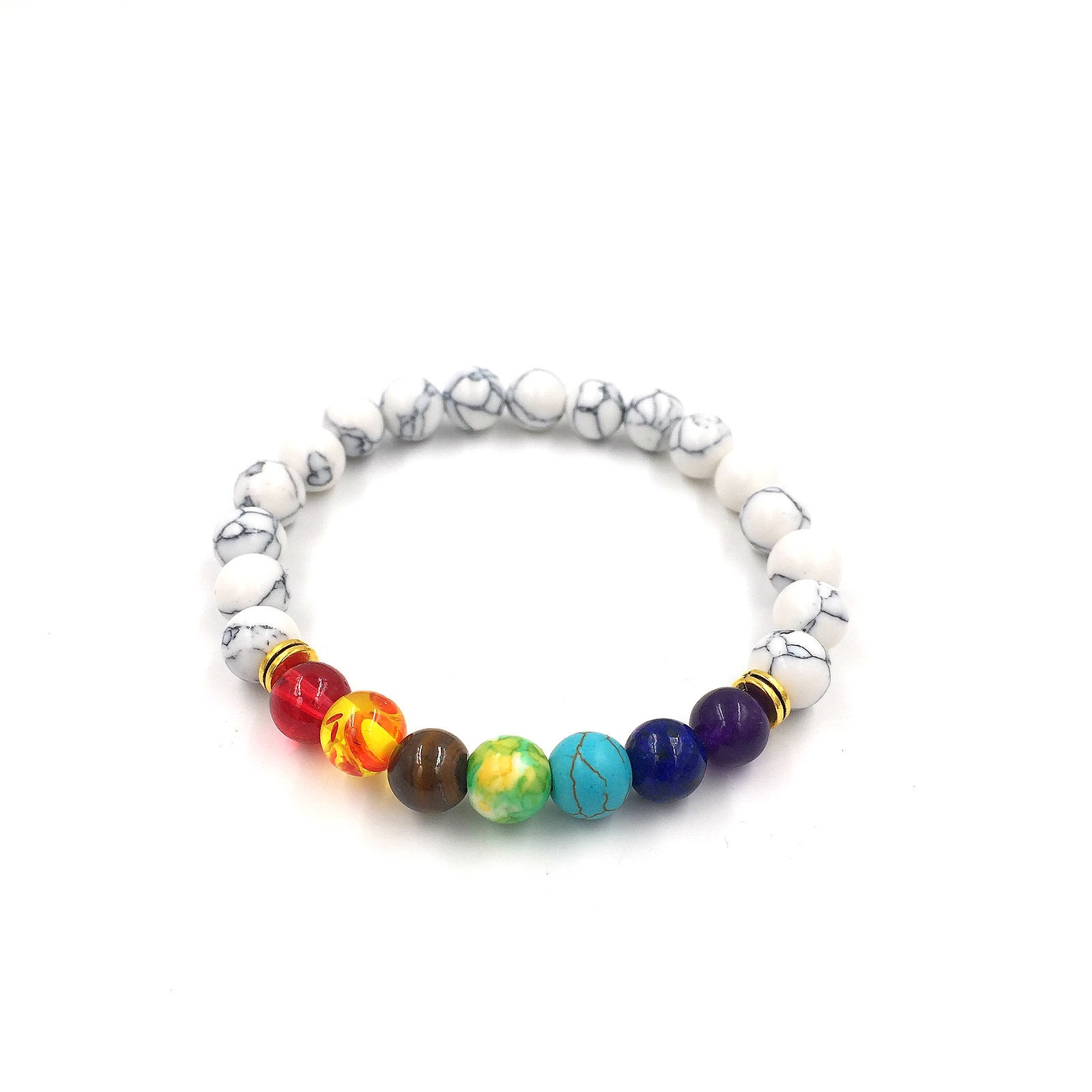 Agate molten rock 8mm energy volcanic stone chakra colorful beads bracelet string view 2