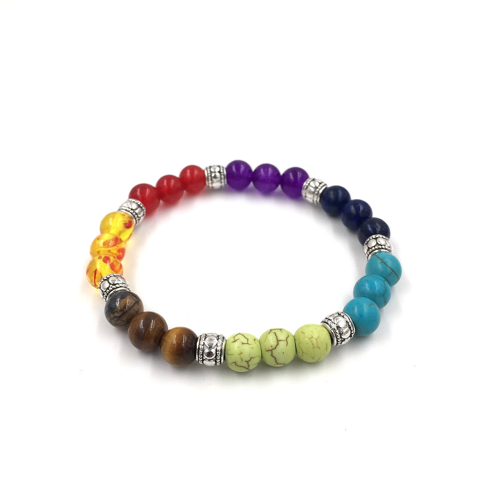 Agate molten rock 8mm energy volcanic stone chakra colorful beads bracelet string view 13