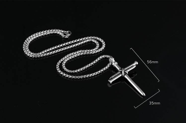 Titanium steel casting steel nails cross men's pendants necklace jewelry view 2