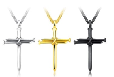 Titanium steel casting steel nails cross men's pendants necklace jewelry view 1