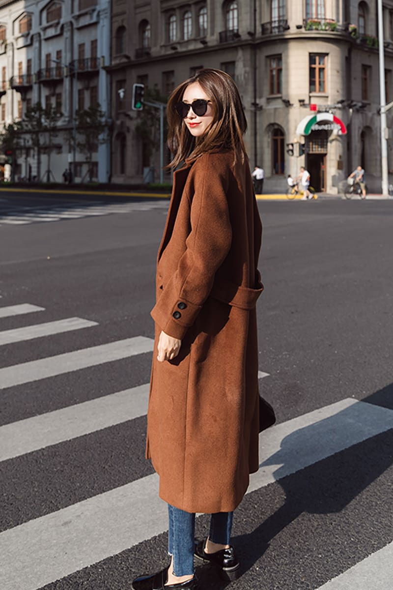 Woolen coat female long section new autumn and winter Korean version of Harajuku bf caramel short short woolen coat view 2