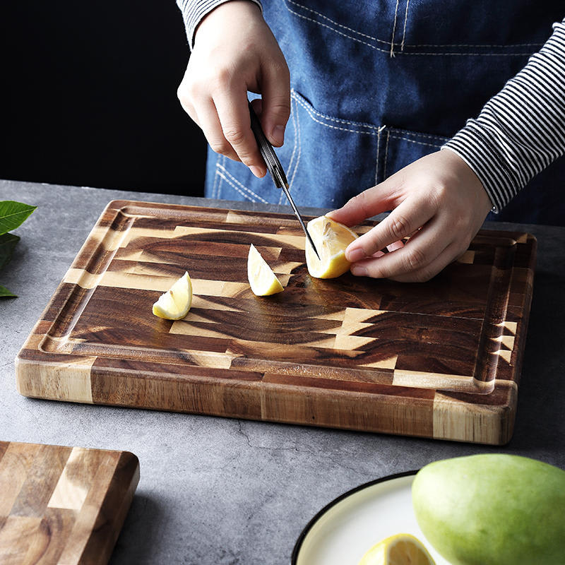 Kitchen Household Parquet Solid Wood Cutting Board view 3