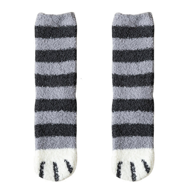 Women's Coral Fleece Cat Paw Pattern Kawaii Thick Warm Socks view 6