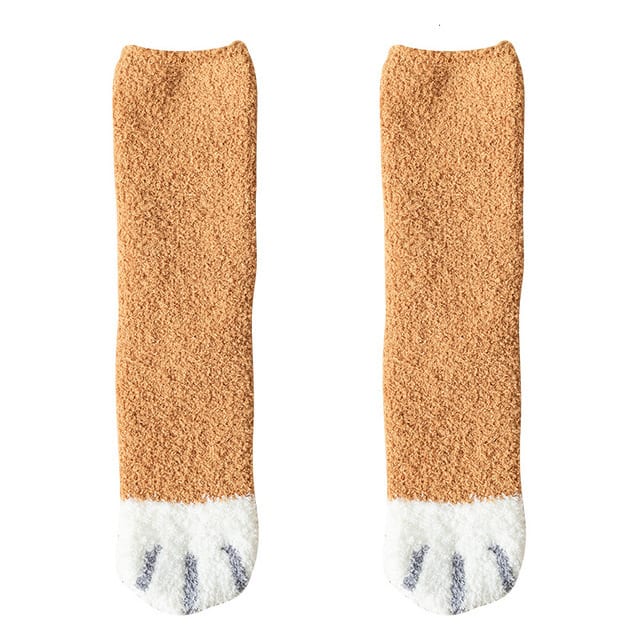 Women's Coral Fleece Cat Paw Pattern Kawaii Thick Warm Socks view 10