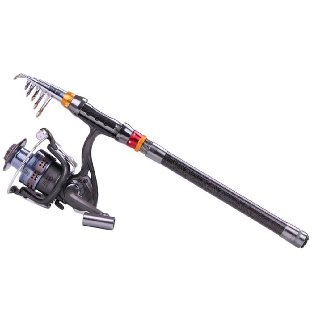 Fishing-Rod-Set Lures Spinning Reel Combo Line Telescopic Carbon-Fiber Travel And view 4