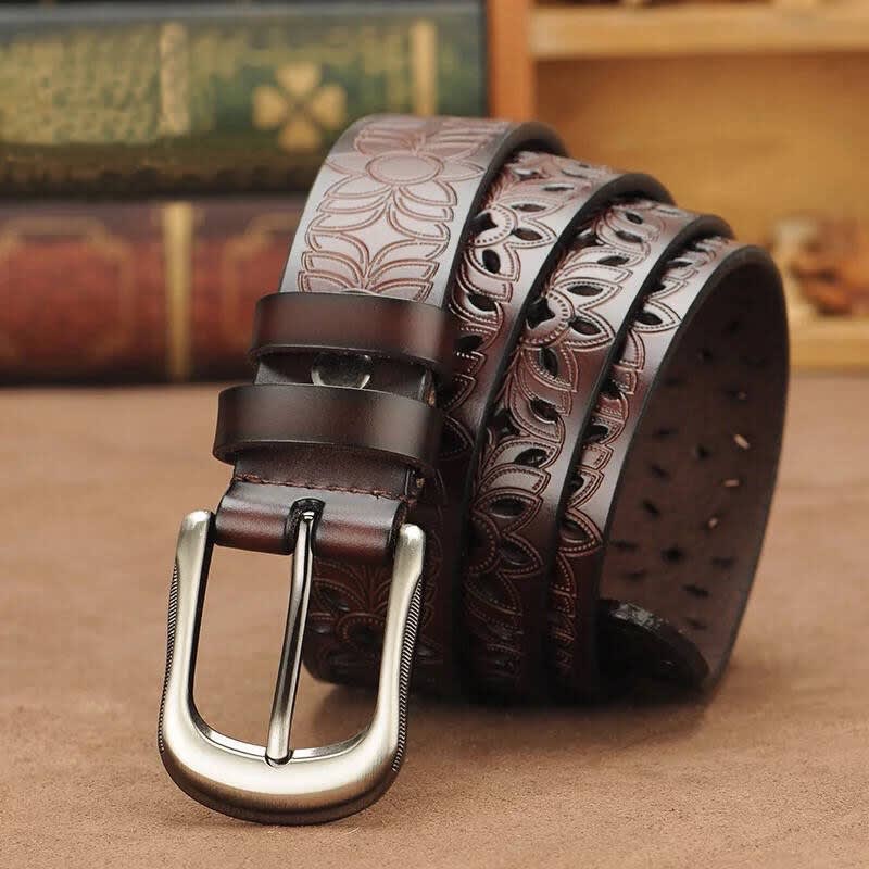 New Belt Hollow Pattern Belt Ladies Trend Waistband Genuine Woman Belt Vintage Pin Buckle Strap Jeans view 5