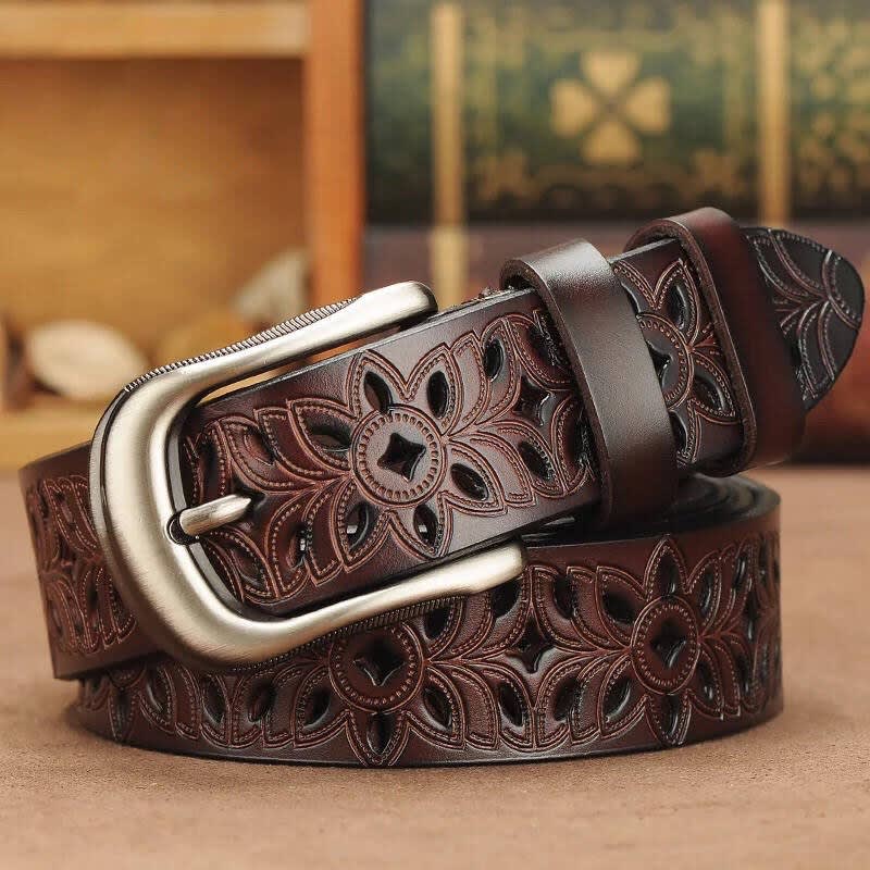 New Belt Hollow Pattern Belt Ladies Trend Waistband Genuine Woman Belt Vintage Pin Buckle Strap Jeans view 10