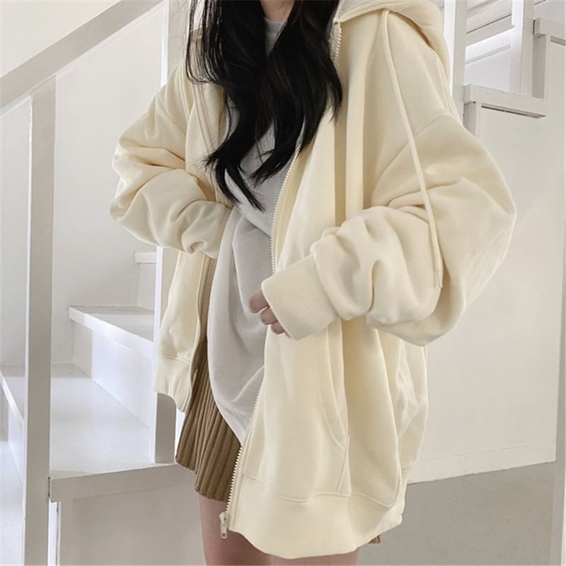 Women's Loose Mid-Length Plus Fleece Hooded Jacket view 5