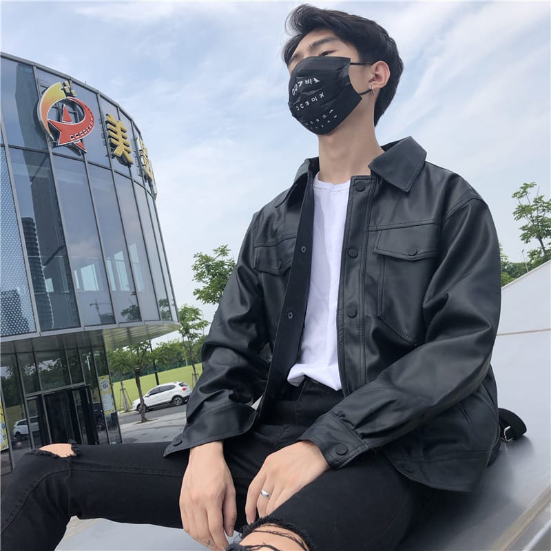 Men's Leather Jacket Men's Youth Loose Lapel Workwear Pu Leather Jacket view 3