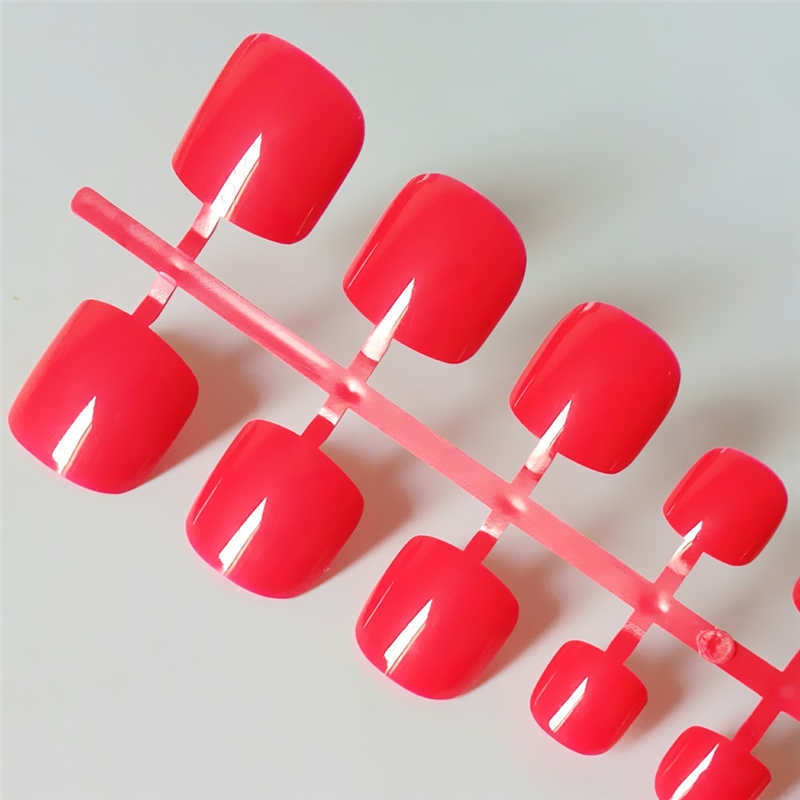 Bright Green Acrylic Fake Toe Nails Square Press On Nails view 5