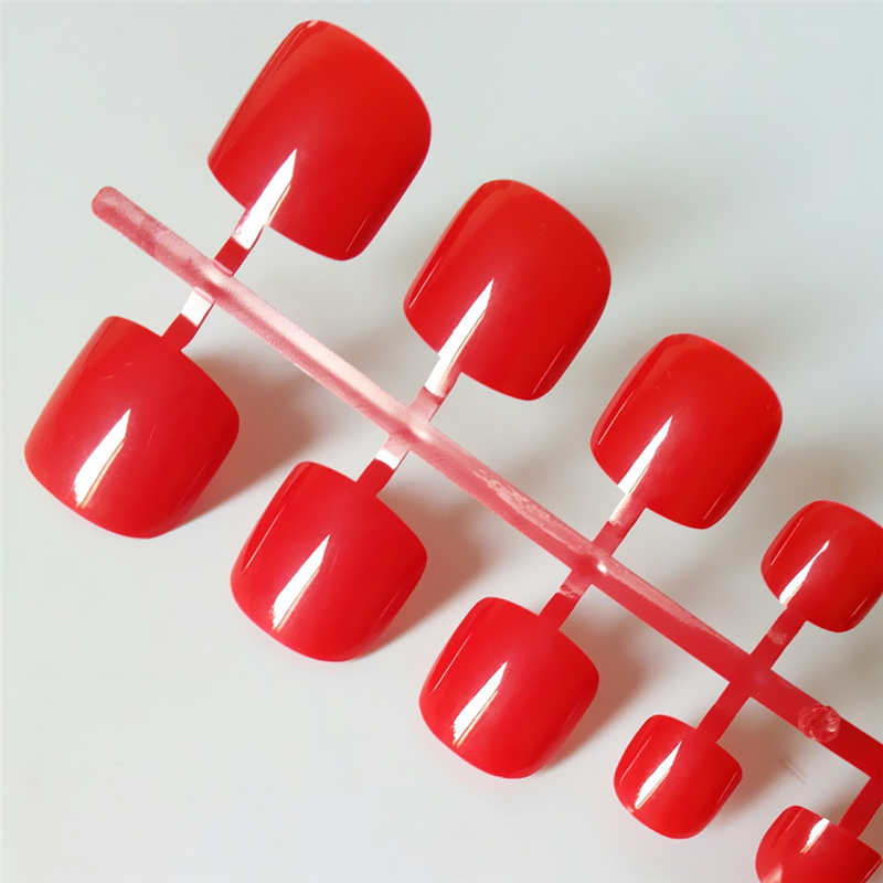 Bright Green Acrylic Fake Toe Nails Square Press On Nails view 6