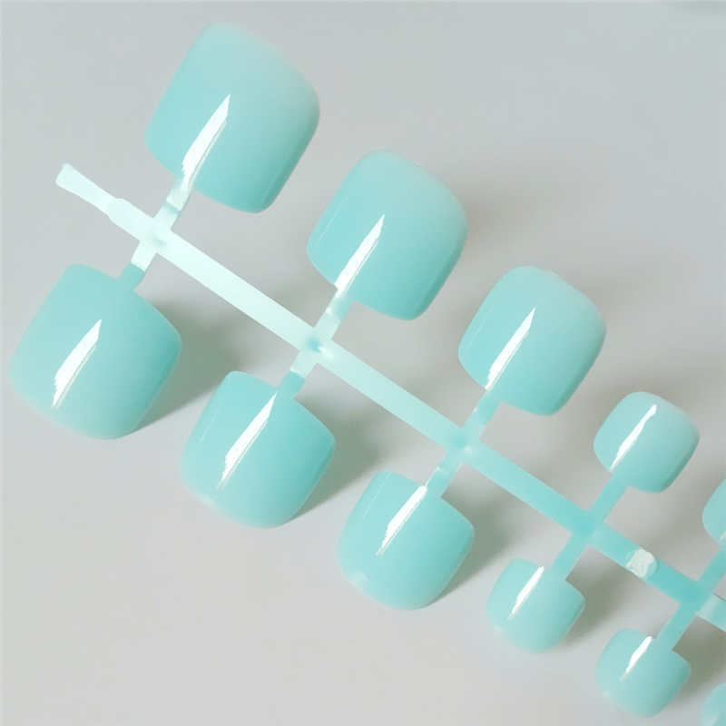 Bright Green Acrylic Fake Toe Nails Square Press On Nails view 7