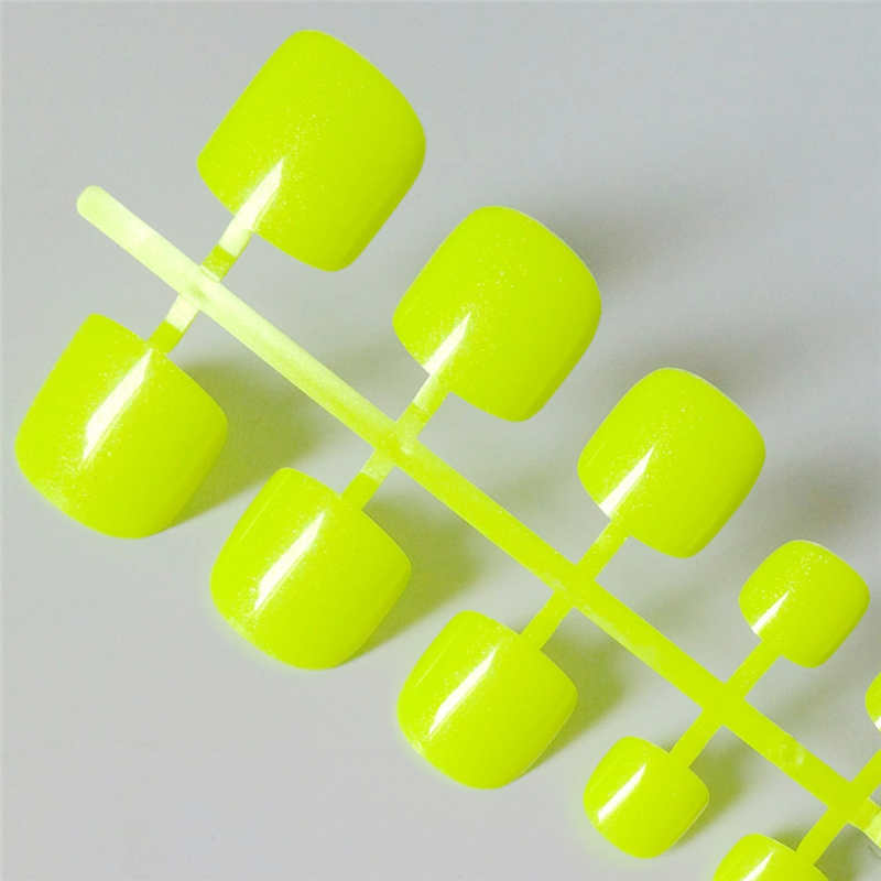Bright Green Acrylic Fake Toe Nails Square Press On Nails view 3