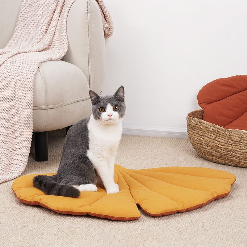 Leaf Shape Soft Dog Bed Mat Soft Crate Pad Machine Washable Mattress for Large Medium Small Dogs and Cats Kennel Pad view 7