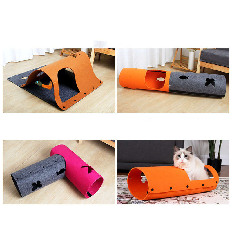 2 in 1 DIY Combined Cat Tunnel Toy Removable Felt Cat Nest House Puppy Ferrets Rabbit Play Dog Tunnel Tubes view 3