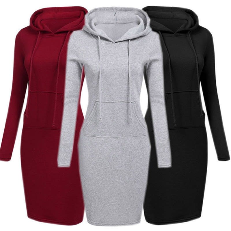 Autumn Winter Women Hoodies Sweatshirts Long-sleeved Dress view 7