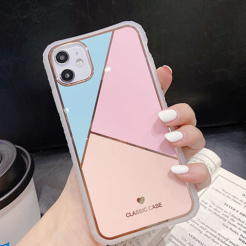 Geometric Marble Plating Splicing Phone Case view 2