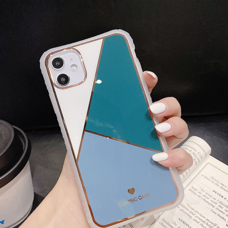Geometric Marble Plating Splicing Phone Case view 4