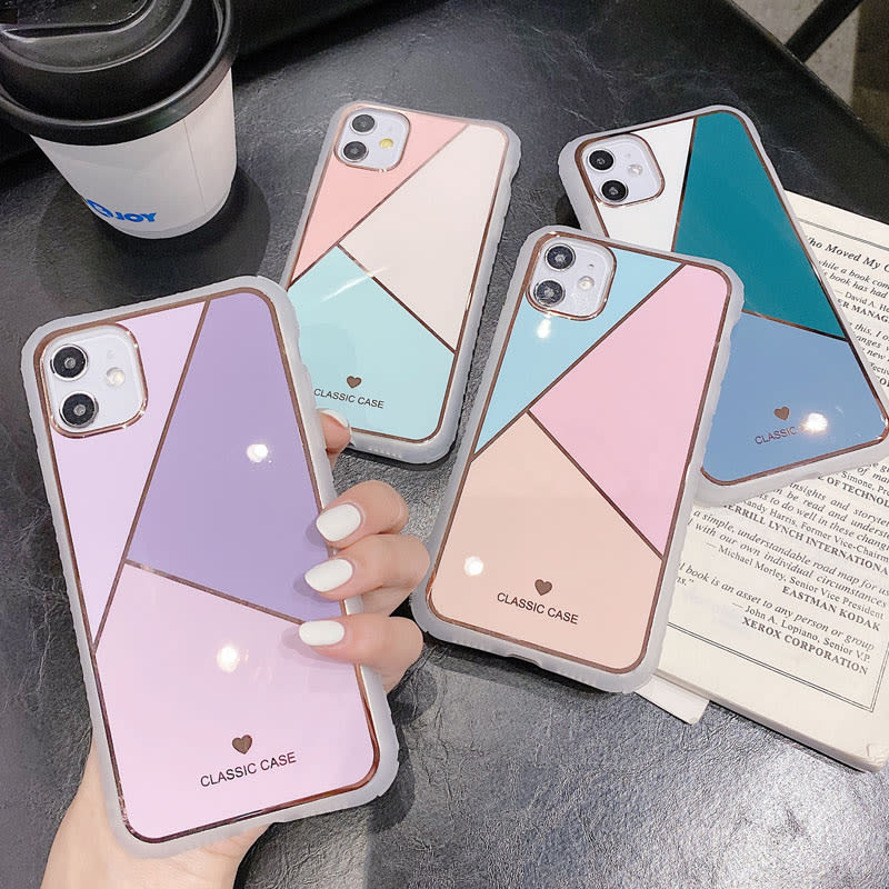 Geometric Marble Plating Splicing Phone Case view 5