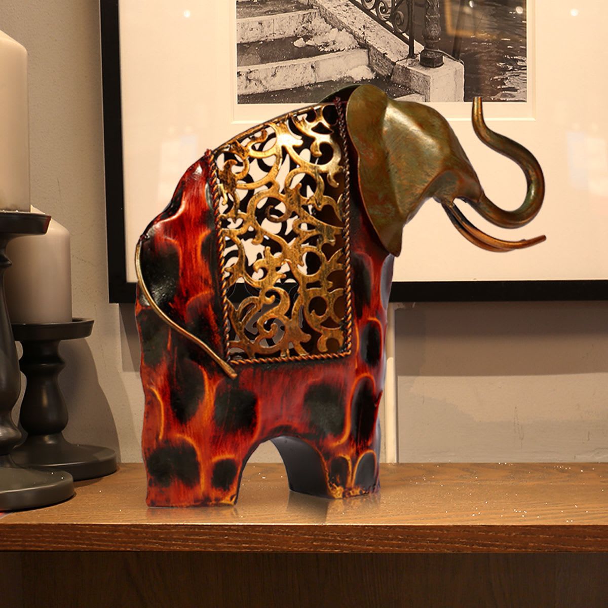 Explosive Works Of Art Wrought Iron Flower Picking Wrought Iron Elephant view 5
