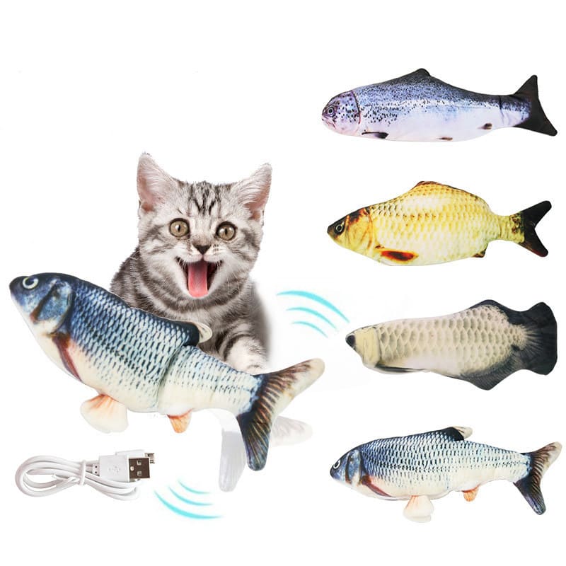 Electric Funny Cat Simulation Fish Beating Usb Jumping Cat Toy view 2