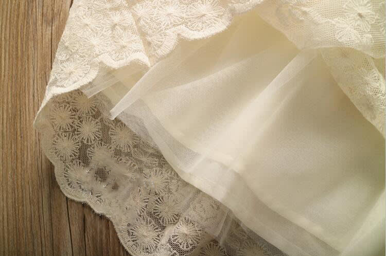 Girls round neckline hollow lace embroidered princess dress view 3