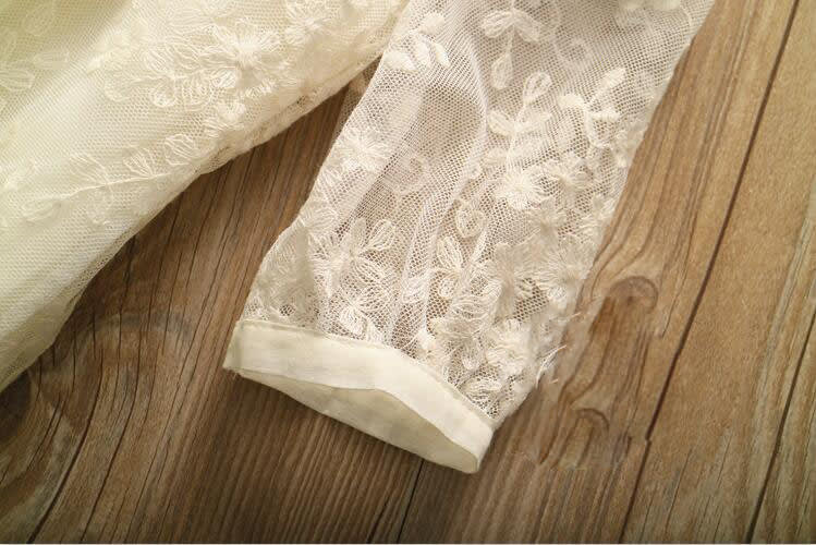 Girls round neckline hollow lace embroidered princess dress view 2