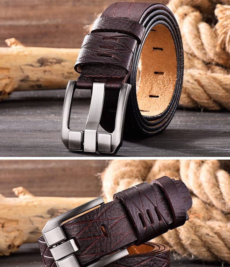Vintage Pin Buckle All-Match Leather Men's Belt view 4