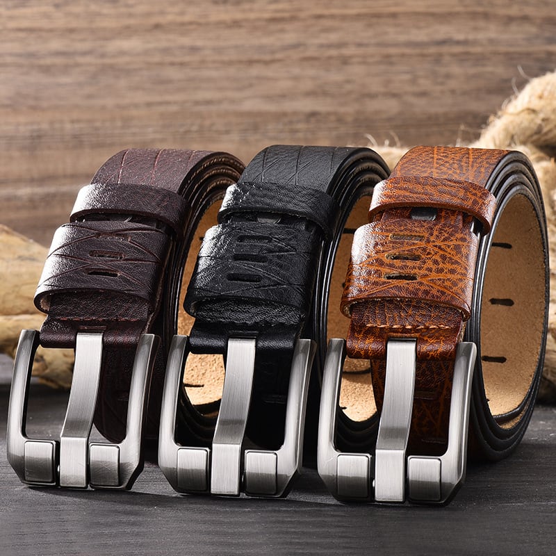 Vintage Pin Buckle All-Match Leather Men's Belt view 5