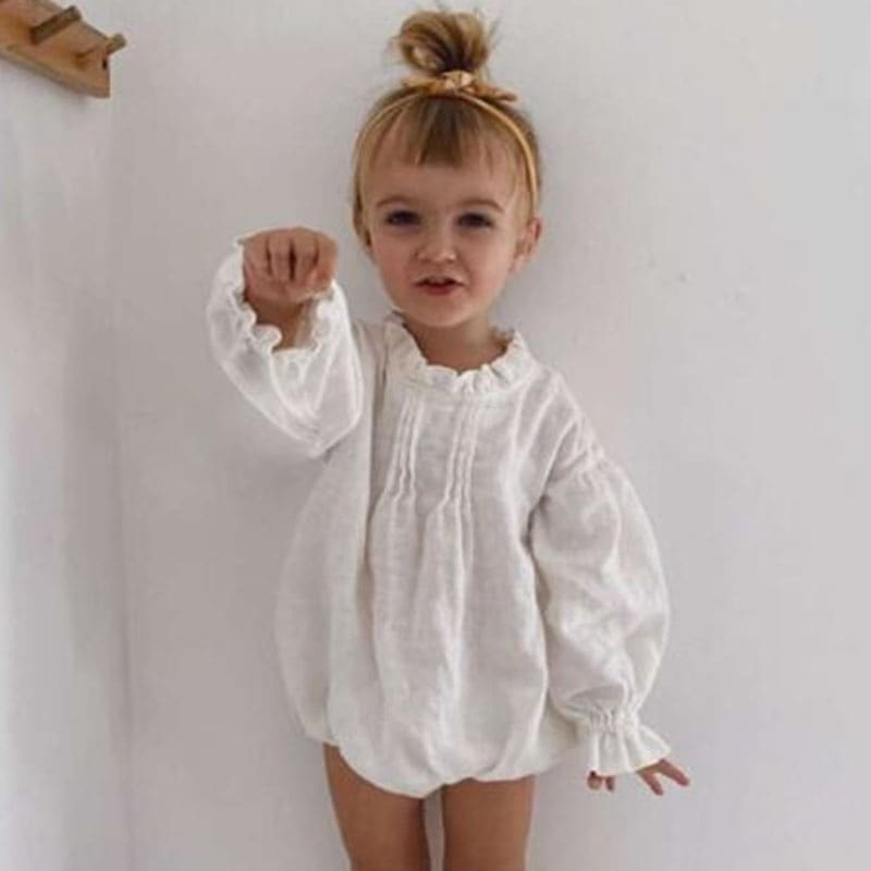 Plain Linen Romper Bag Fart Long Sleeve view 3