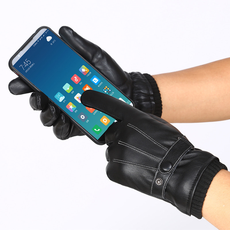 Men s PU Autumn and Winter Touch Screen Gloves view 5
