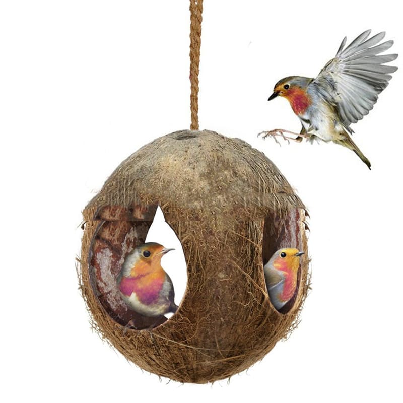 Creative Coconut Shell Bird Nest Feeder view 3
