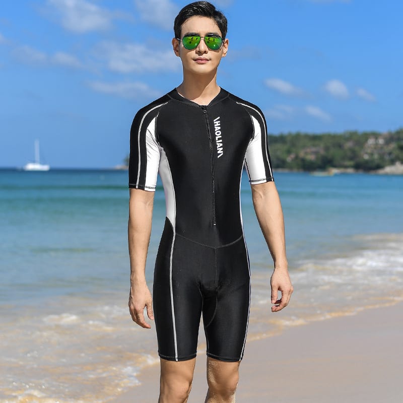 One-Piece Swimsuit Short-Sleeved Five-Point Sports Surfing Suit Men view 4