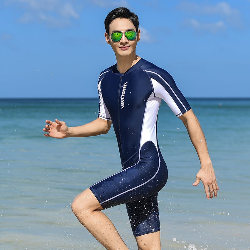 One-Piece Swimsuit Short-Sleeved Five-Point Sports Surfing Suit Men view 2