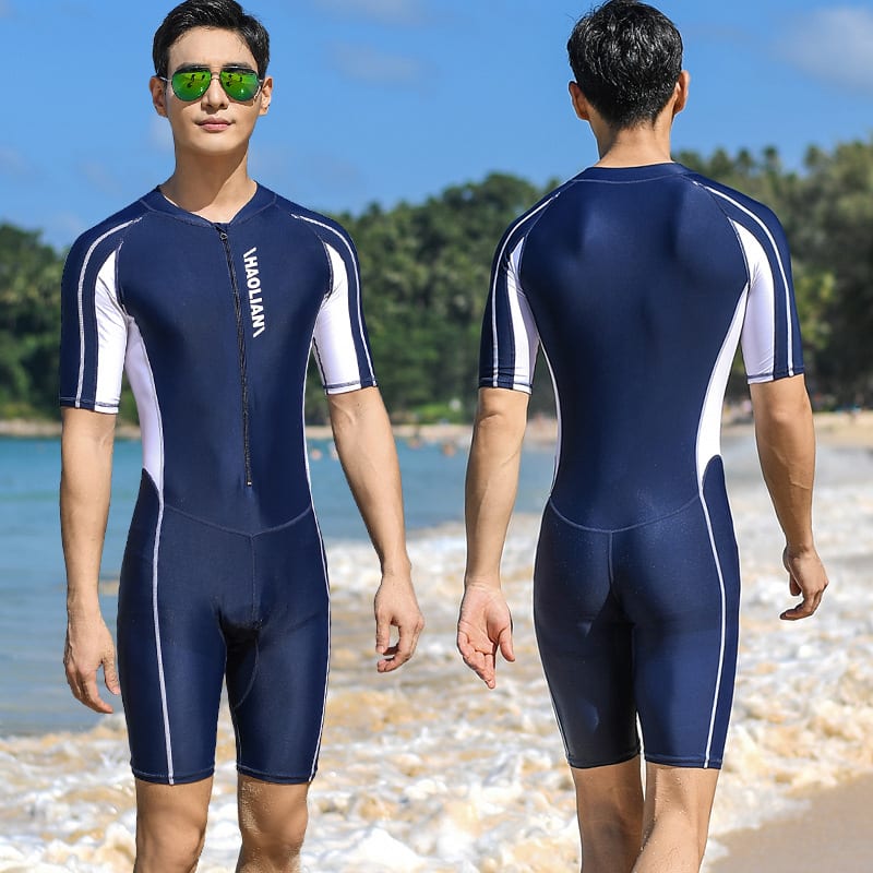 One-Piece Swimsuit Short-Sleeved Five-Point Sports Surfing Suit Men view 3