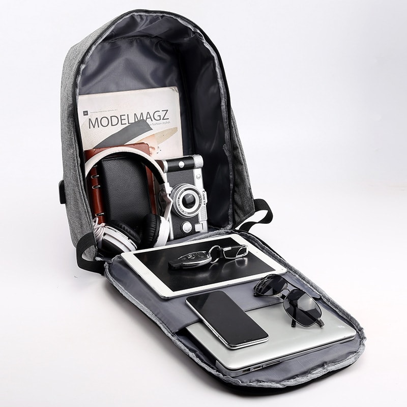 fashion new anti-theft backpack casual backpack business men multi-function USB backpack view 7