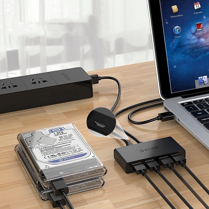 ORICO G11-H4 Laptop USB3.0 Hub HUB Extension Cable With Auxiliary Power Supply Port view 3