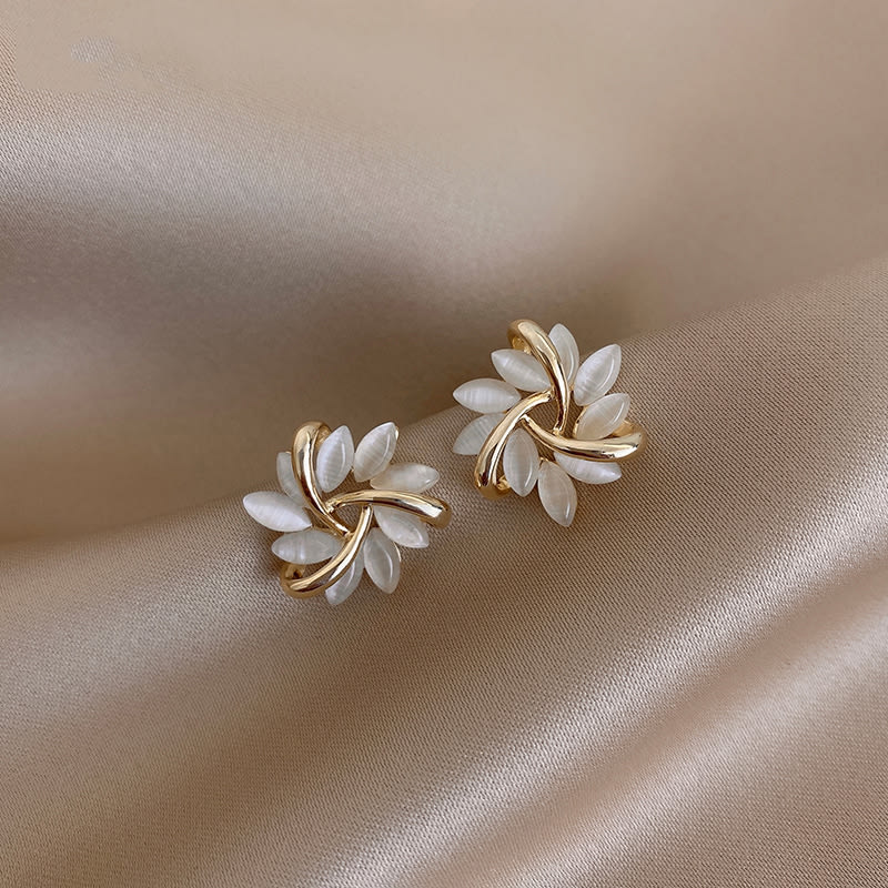 Cat's Eye Flower Earrings High Sense Opal Square Triangle Geometry Earrings view 10