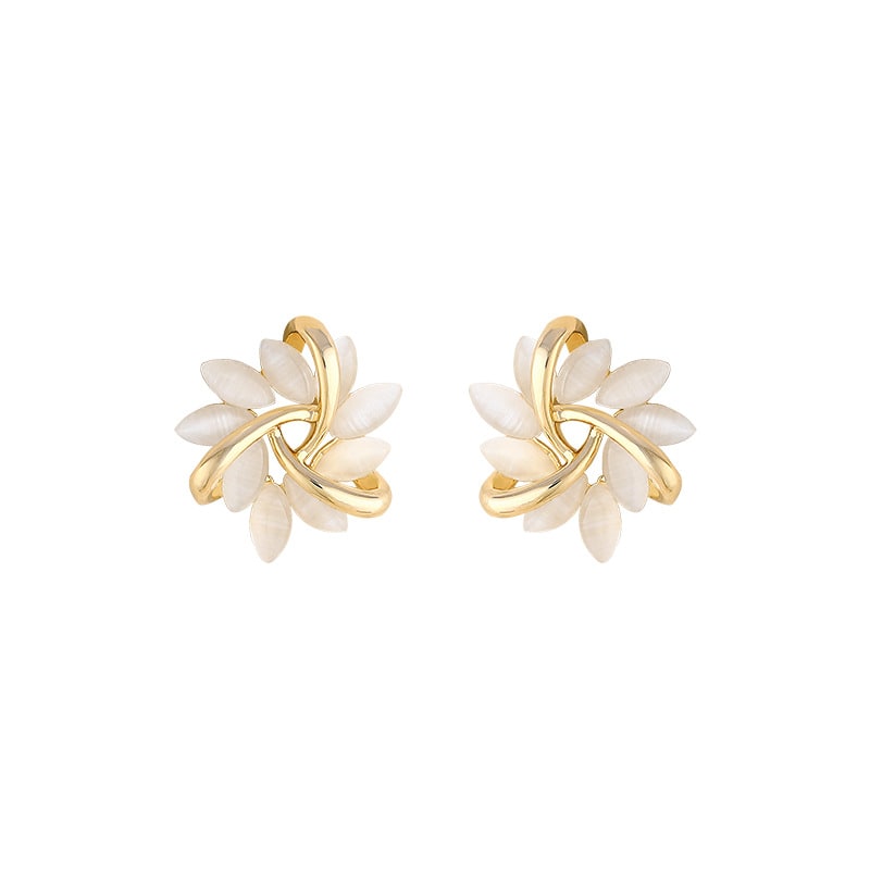 Cat's Eye Flower Earrings High Sense Opal Square Triangle Geometry Earrings view 8