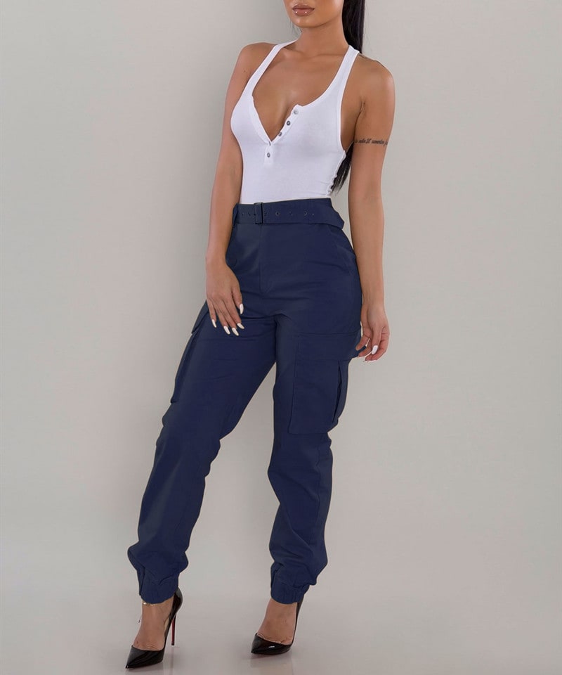 European And American Ladies Multi-pocket Fashion Casual Slim-fit Tight Overalls view 7