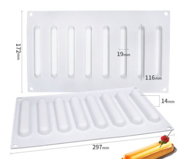 8 Long Oval Silicone Molds Llong Mousse Molds Pastry MoldsChocolate Molds French Dessert Molds view 5