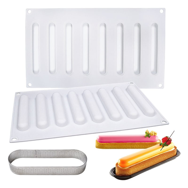 8 Long Oval Silicone Molds Llong Mousse Molds Pastry MoldsChocolate Molds French Dessert Molds view 2