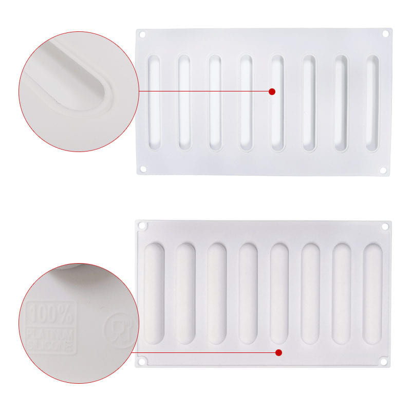8 Long Oval Silicone Molds Llong Mousse Molds Pastry MoldsChocolate Molds French Dessert Molds view 3