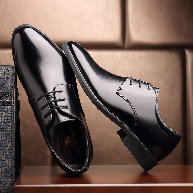 New Men's Quality Cowhide Leather Shoes British Business Extra Size 38-47 Soft Leather Man Split Leather Dress Shoes view 2