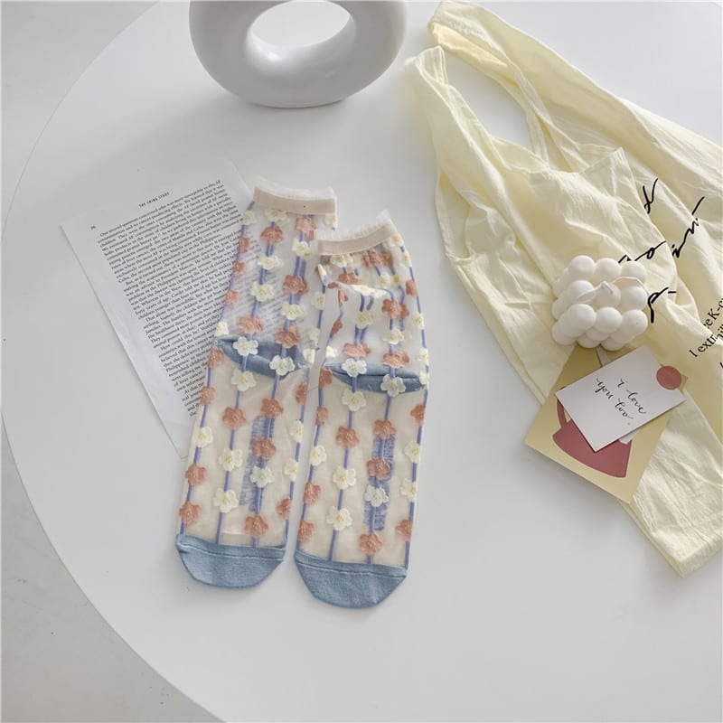 Retro Personality Breathable Glass Silk Socks Japanese Bright Color Socks view 2