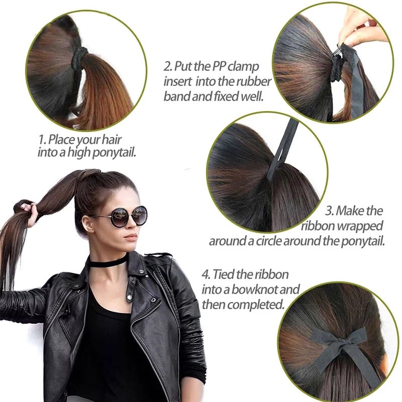 Wig Ponytail Female Long Straight Hair Bandage Style view 4