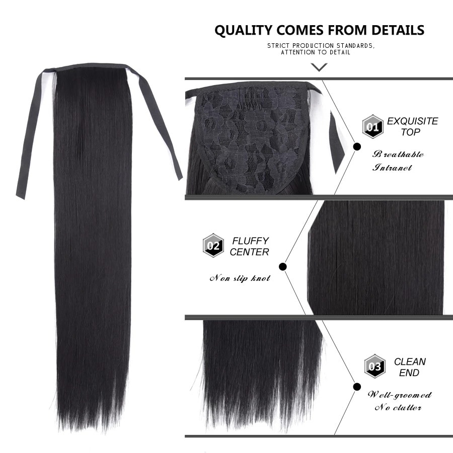 Wig Ponytail Female Long Straight Hair Bandage Style view 5