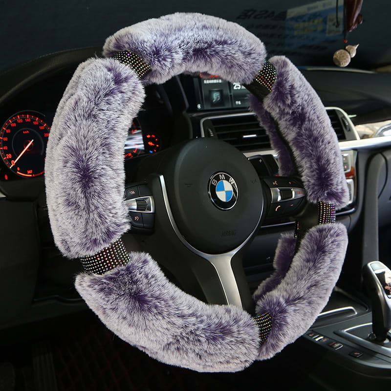 Car Steering Wheel Cover Winter Plush Steering Wheel Cover Korea Diamond Fashion Cute Handle Cover Car Accessories view 4
