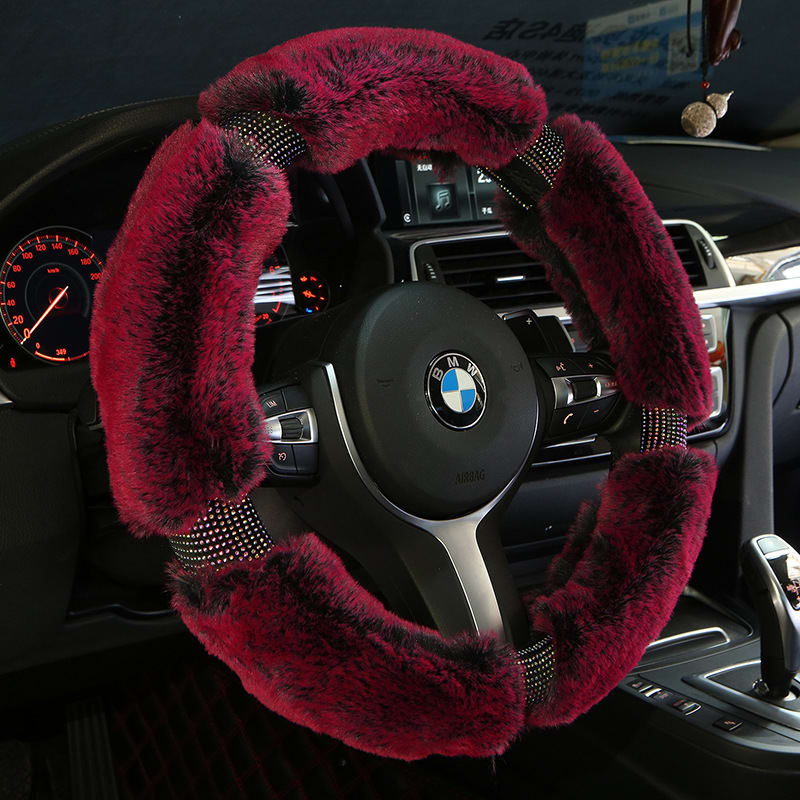 Car Steering Wheel Cover Winter Plush Steering Wheel Cover Korea Diamond Fashion Cute Handle Cover Car Accessories view 5